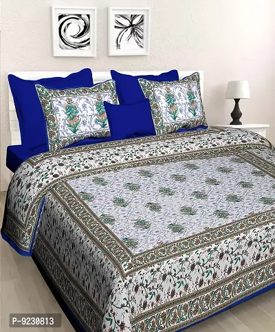 E-WISH BOX 100% Cotton Rajasthani Jaipuri Traditional King Size Double Bed Bedsheet with 2 Pillow Covers - Multi Spical Rakhi Offer 08