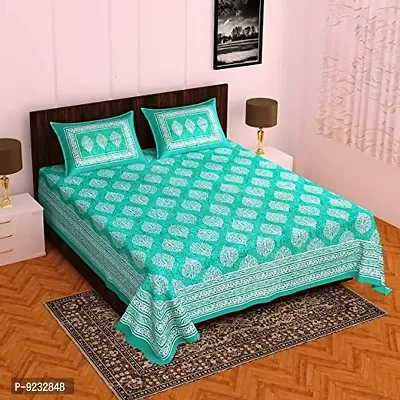 Pure 100% Jaiuri Cotton Double Size Bed Sheet Bandej and Chunri Print with 2 Pillow Cover 144 TC Bandej and Chunri Print A80-thumb0