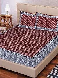 Comfortable Cotton Printed King Bedsheet with 2 Pillow Covers-thumb1