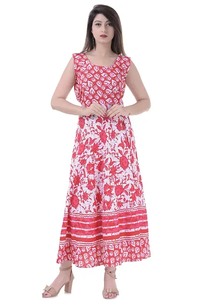 E-WISH BOX Women's Pure Jaipuri Maxi Dress Free Size XXL