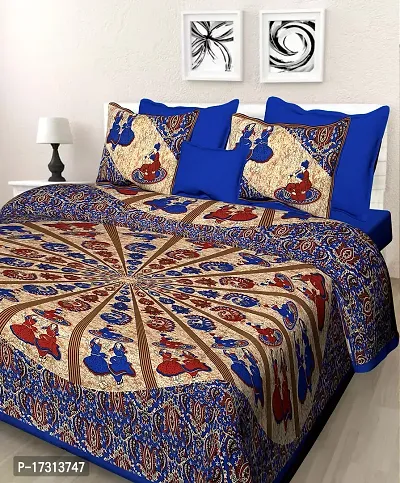 Comfortable Cotton Printed King Bedsheet with 2 Pillow Covers-thumb0