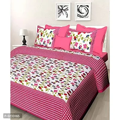 E-WISH BOX - 100% Cotton Rajasthani Jaipuri King Size Combo Bedsheets Set of 2 Double Bedsheets with 4 Pillow Covers - 180 TC (Multicolour) A-1-thumb3