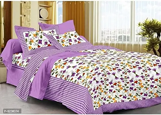 E-WISH BOX 100% Cotton Jaipuri Rajasthani Bedsheets Cotton Double Bed Bedsheet with 2 Pillow Cover _Multi