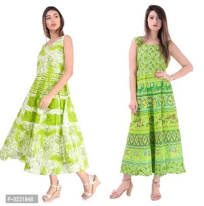E-WISH BOX Rajasthani Traditional Women's Cotton Maxi Long Dress Jaipuri Printed Dress DN-A54-thumb0