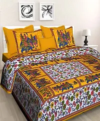 E-WISH BOX - 100% Cotton Rajasthani Combo Jaipuri Traditional King Size Double Bed Bedsheet for King Size Bed with 2 Pillow Cover's - Multicolour Spical Rakhi Offer A-190-thumb1