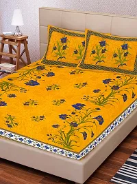 Comfortable Cotton Printed King Bedsheet with 2 Pillow Covers-thumb1