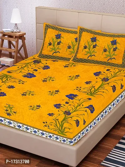 Comfortable Cotton Printed King Bedsheet with 2 Pillow Covers-thumb2