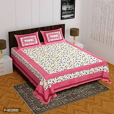 Pure 100% Jaiuri Cotton Double Size Bed Sheet Bandej and Chunri Print with 2 Pillow Cover 144 TC Bandej and Chunri Print A30