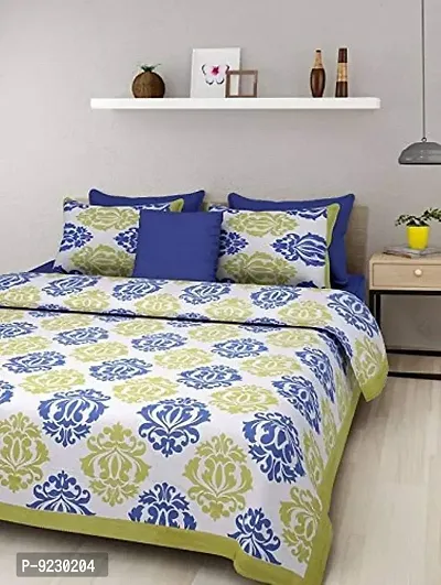 E-WISH BOX Jaipuri Print 100% Cotton Rajasthani Tradition King Size Double Bedsheet with 2 Pillow Cover _Multi