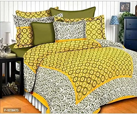 E-wish Box 100% Cotton Comfort Rajasthani Jaipuri Traditional King Size 1 Double Bedsheet with 2 Pillow Covers - Export Fashion-thumb0