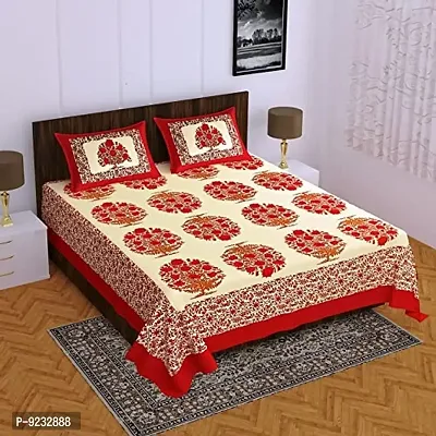 Pure 100% Jaiuri Cotton Double Size Bed Sheet Bandej and Chunri Print with 2 Pillow Cover 144 TC Bandej and Chunri Print A69-thumb0