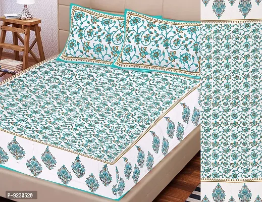 E-WISH BOX 100% Cotton Double BedSheet for Double Bed with 2 Pillow Covers Set, 200 TC, 3D Printed Pattern, Queen Size Bedsheet Series A-35