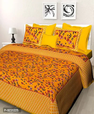 E-WISH BOX Rajasthani Jaipuri Pure Cotton Bedsheet 3D Hand Block Print with 2 Pillow Cover TC - 180, D_A64