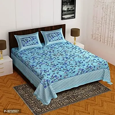 Pure 100% Jaiuri Cotton Double Size Bed Sheet Bandej and Chunri Print with 2 Pillow Cover 144 TC Bandej and Chunri Print A75-thumb0