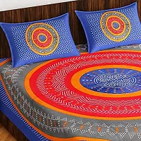 Pure 100% Jaiuri Cotton Double Size Bed Sheet Bandej and Chunri Print with 2 Pillow Cover 144 TC Bandej and Chunri Print A97-thumb1