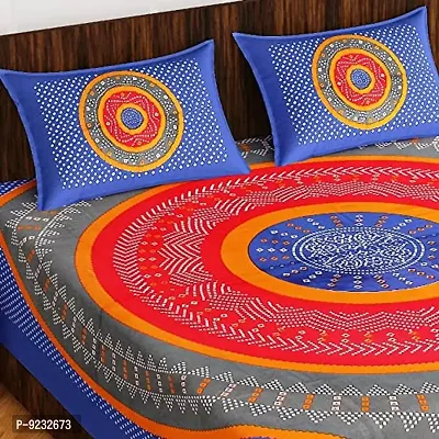 Pure 100% Jaiuri Cotton Double Size Bed Sheet Bandej and Chunri Print with 2 Pillow Cover 144 TC Bandej and Chunri Print A97-thumb2