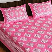 Pure 100% Jaiuri Cotton Double Size Bed Sheet Bandej and Chunri Print with 2 Pillow Cover 144 TC Bandej and Chunri Print A81-thumb1