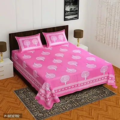 Pure 100% Jaiuri Cotton Double Size Bed Sheet Bandej and Chunri Print with 2 Pillow Cover 144 TC Bandej and Chunri Print A100