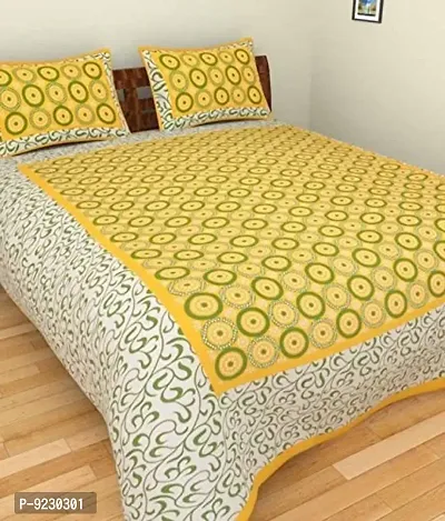 E-WISH BOX 100% Cotton Rajasthani Bedsheets for King Style Double Bed Cotton Double Bedsheet with 2 Pillow Cover _Multi