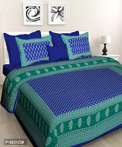 E-WISH BOX Rajasthani Jaipuri Pure Cotton Bedsheet 3D Hand Block Print with 2 Pillow Cover TC - 180, D_A72