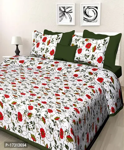 Comfortable Cotton Printed King Bedsheet with 2 Pillow Covers