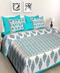 E-WISH BOX - 100% Cotton Rajasthani Combo Jaipuri Traditional King Size Double Bed Bedsheet for King Size Bed with 2 Pillow Cover's - Multicolour Spical Rakhi Offer A-231-thumb1