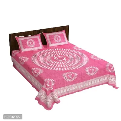 100% Pure Cotton Jaipuri Bedsheet Chaddar Double Size Best use for King Size Bed with 2 Pillow Cover A-25