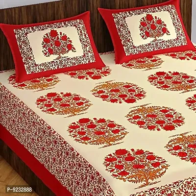 Pure 100% Jaiuri Cotton Double Size Bed Sheet Bandej and Chunri Print with 2 Pillow Cover 144 TC Bandej and Chunri Print A69-thumb2