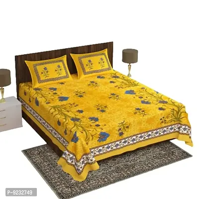 100% Pure Cotton Jaipuri Bedsheet Chaddar Double Size Best use for King Size Bed with 2 Pillow Cover A-1