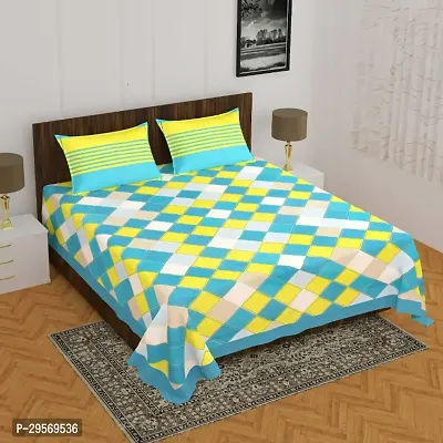 Comfortable Multicoloured Cotton Flat Double 1 Bedsheet + 2 Pillowcovers