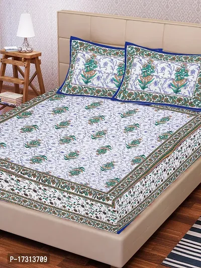 Comfortable Cotton Printed King Bedsheet with 2 Pillow Covers-thumb2