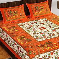 Pure 100% Jaiuri Cotton Double Size Bed Sheet Bandej and Chunri Print with 2 Pillow Cover 144 TC Bandej and Chunri Print A7-thumb1