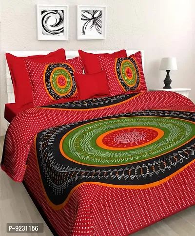 E-WISH BOX Rajasthani Jaipuri Pure Cotton Bedsheet 3D Hand Block Print with 2 Pillow Cover TC - 180, D_A78