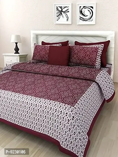 E-WISH BOX 100% Cotton Rajasthani Bedsheets for Double Bed Cotton Double Bedsheet with 2 Pillow Cover _Multi