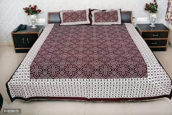 E-WISH BOX 100 % Cotton Rajasthani Jaipuri Printed Cotton King Size Double Bedsheet for Double Bed with 2 Pillow Cover