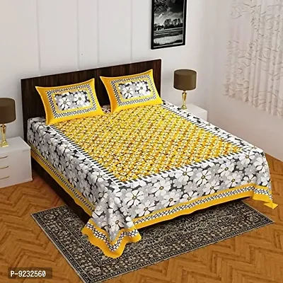 Pure 100% Jaiuri Cotton Double Size Bed Sheet Bandej and Chunri Print with 2 Pillow Cover 144 TC Bandej and Chunri Print A39-thumb0