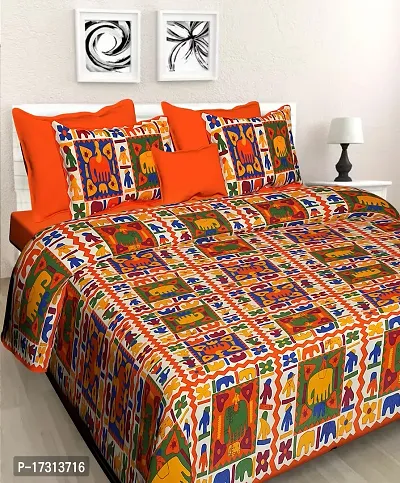 Comfortable Cotton Printed King Bedsheet with 2 Pillow Covers