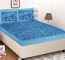 Comfortable Cotton Printed King Bedsheet with 2 Pillow Covers-thumb1