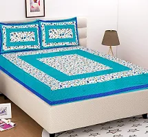 Comfortable Cotton Printed King Bedsheet with 2 Pillow Covers-thumb1