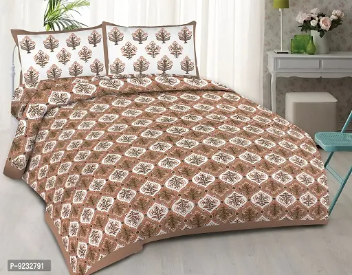Jaipuri Cotton Super Queen Size Bedsheet Bedroom Maching with 2 Pillow Covers ( 225 cm X 270 cm ) D.N.081