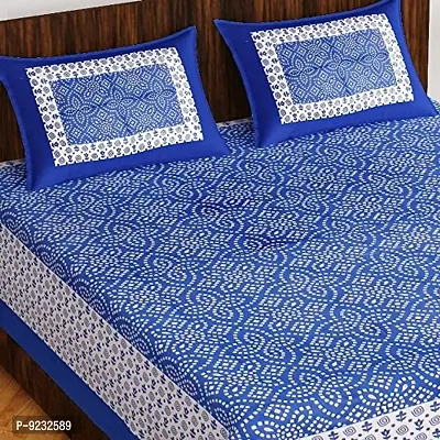 Pure 100% Jaiuri Cotton Double Size Bed Sheet Bandej and Chunri Print with 2 Pillow Cover 144 TC Bandej and Chunri Print A49-thumb2