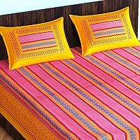 Pure 100% Jaiuri Cotton Double Size Bed Sheet Bandej and Chunri Print with 2 Pillow Cover 144 TC Bandej and Chunri Print A91-thumb1