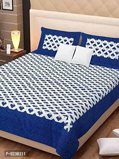 E-WISH BOX 100% Cotton Double BedSheet for Double Bed with 2 Pillow Covers Set, Queen Size Bedsheet Series, 140 TC, 3D Printed Pattern