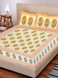 Comfortable Cotton Printed King Bedsheet with 2 Pillow Covers-thumb1