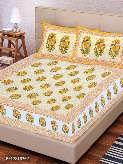 Comfortable Cotton Printed King Bedsheet with 2 Pillow Covers-thumb2