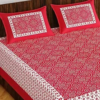 Pure 100% Jaiuri Cotton Double Size Bed Sheet Bandej and Chunri Print with 2 Pillow Cover 144 TC Bandej and Chunri Print A50-thumb1