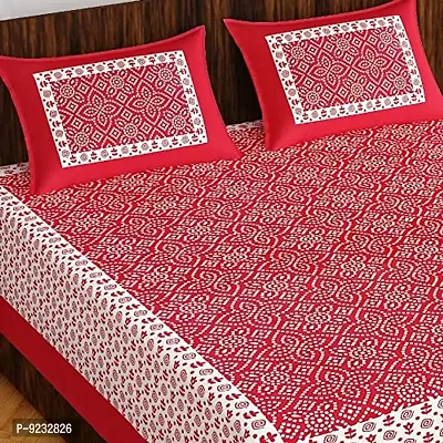 Pure 100% Jaiuri Cotton Double Size Bed Sheet Bandej and Chunri Print with 2 Pillow Cover 144 TC Bandej and Chunri Print A50-thumb2