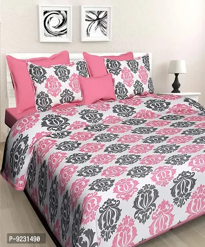 E-WISH BOX Rajasthani Jaipuri Pure Cotton Bedsheet 3D Hand Block Print with 2 Pillow Cover TC - 180, D_A8