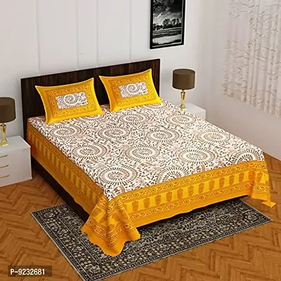 Pure 100% Jaiuri Cotton Double Size Bed Sheet Bandej and Chunri Print with 2 Pillow Cover 144 TC Bandej and Chunri Print A82-thumb0