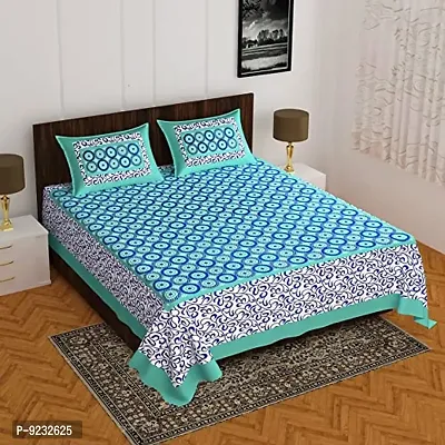 Pure 100% Jaiuri Cotton Double Size Bed Sheet Bandej and Chunri Print with 2 Pillow Cover 144 TC Bandej and Chunri Print A95-thumb0